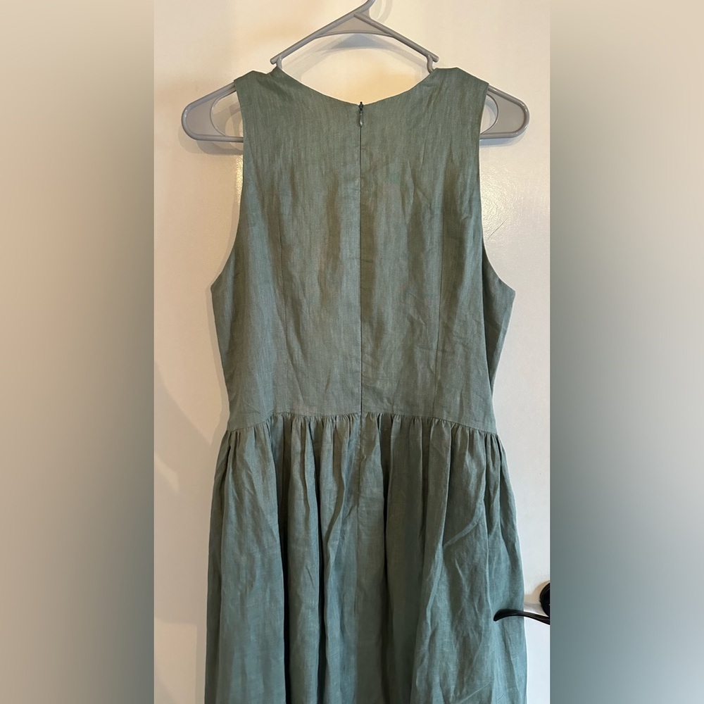 Sage 100% Linen Lined Skirt Maxi Dress NWT M TALL - Picture 4 of 7